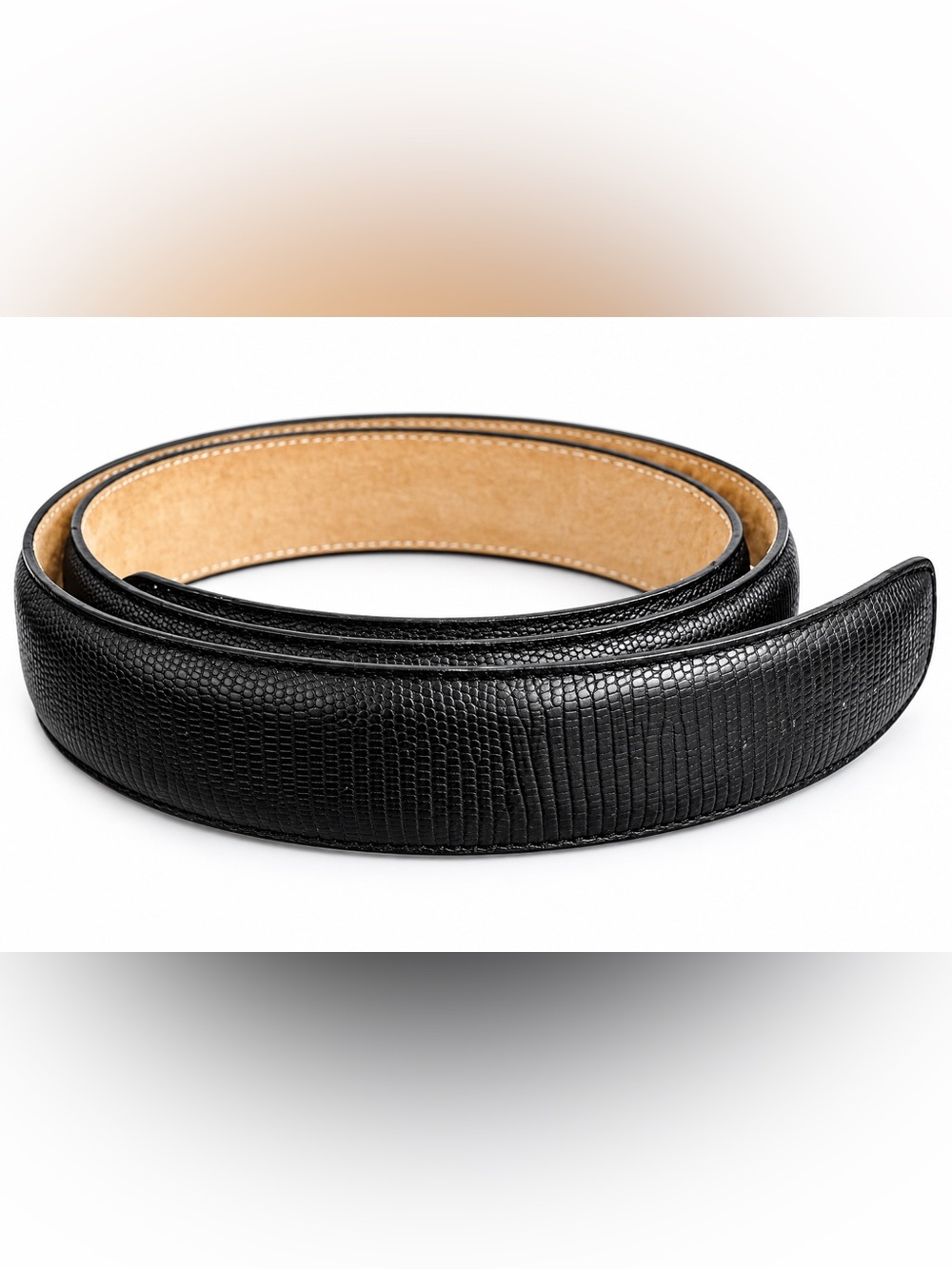 Terry Stack Ladies L Self Close Belt Black Italian Snakeskin Leather Hook Loop A